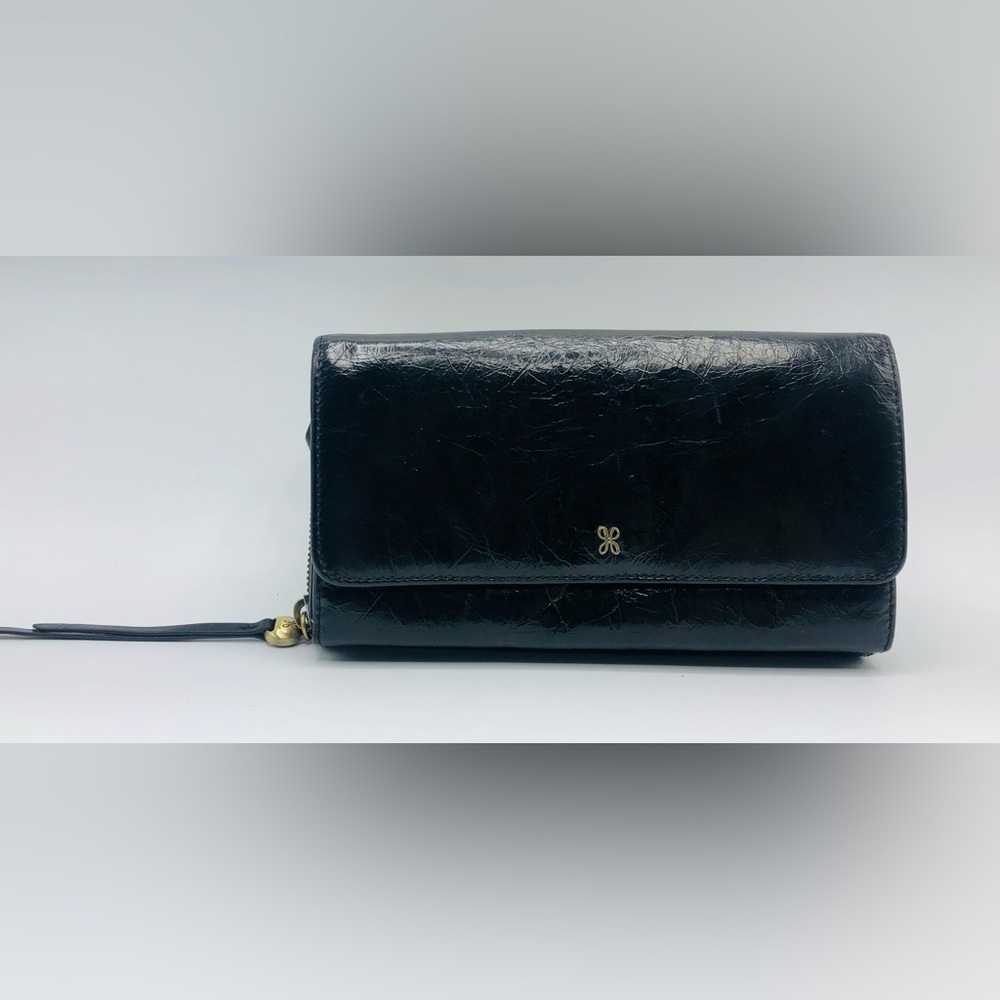 Hobo International Patent Leather Black Women's Crossbody Handbag Wallet Purse